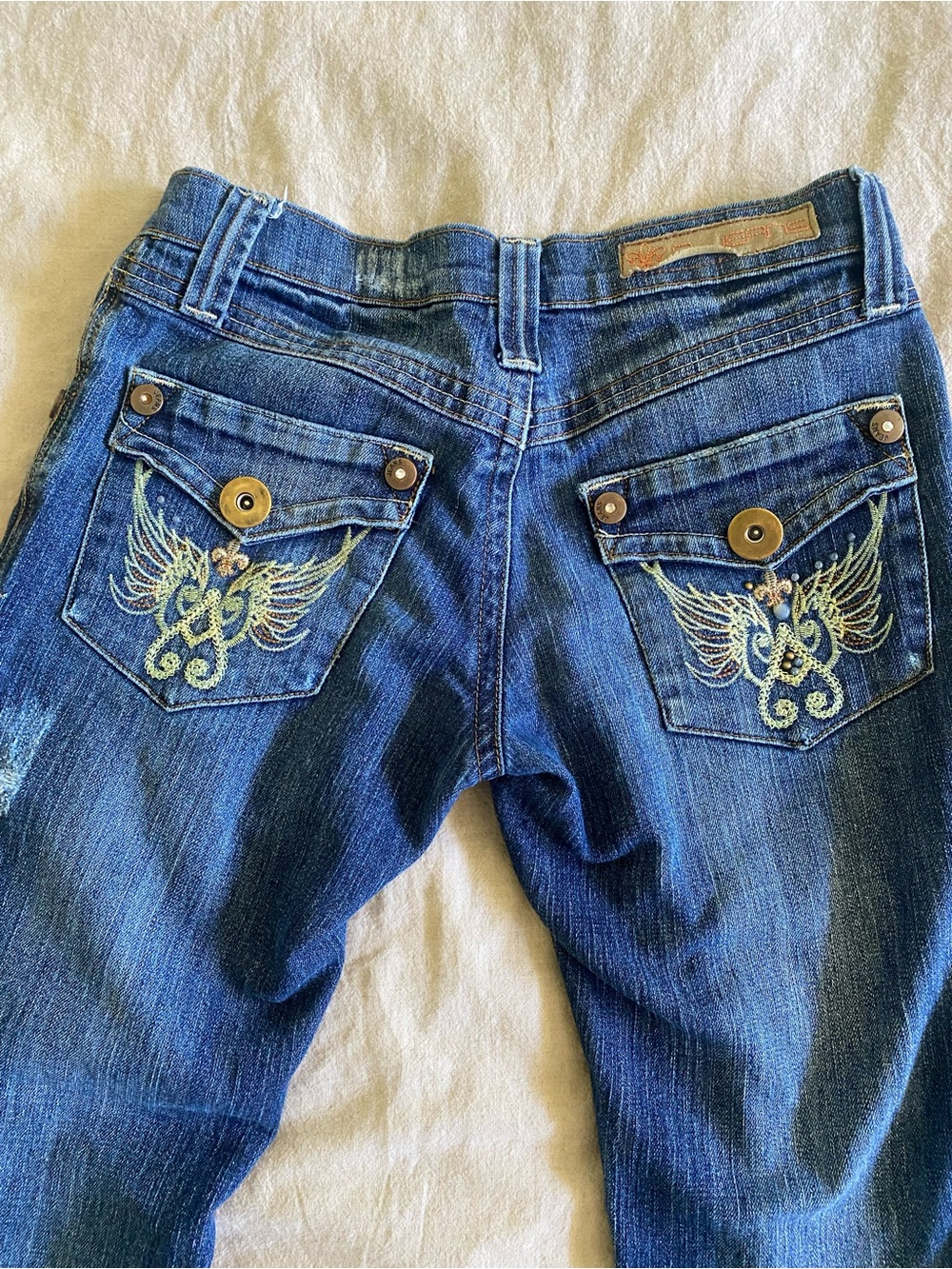 Vintage Y2K Mcbling AJEANS flare with embellishments. made in USA 26